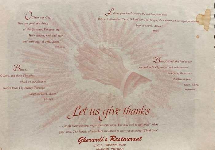 Gherardis Restaurant - Placemat
